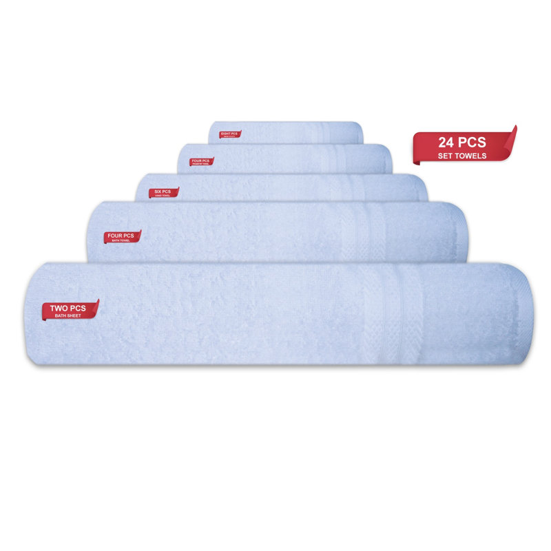 Terrycloth Bath Towels (Pack of 24), White