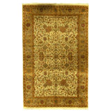 Hand Knotted Wool Oriental Area Rug in Beige And Gold