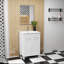 Meuble-lavabo de 24 po avec lavabo, portes doubles avec charnières à fermeture en douceur, armoire de salle de bain avec tablette ajustable, poignée en métal, lavabo en céramique, pieds argent réglables, blanc brillant