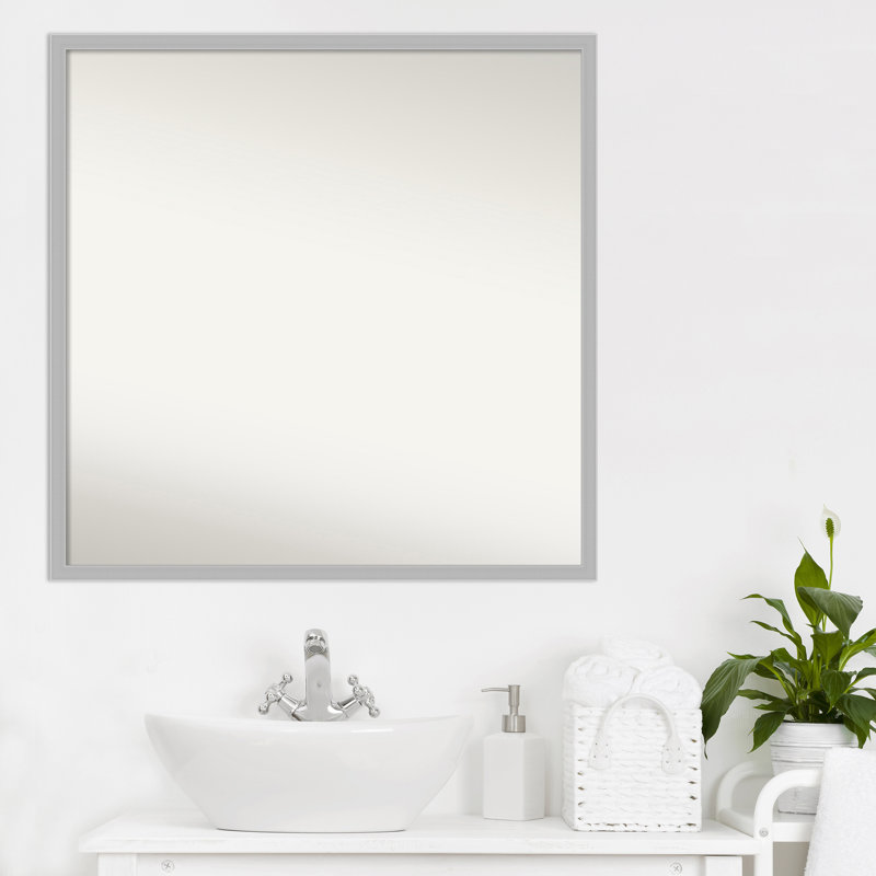Hera Chrome Bathroom Vanity Non-Beveled Wall Mirror, 27" x 27"