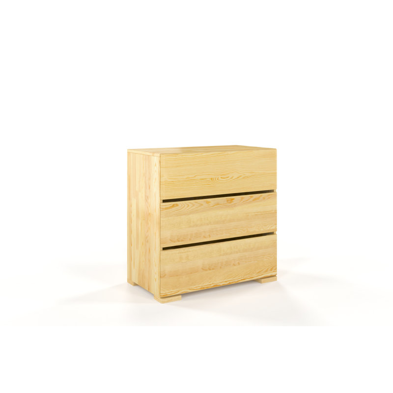 Marchell Solid Wood 80cm W 3 - Drawer Chest of Drawers, Natural