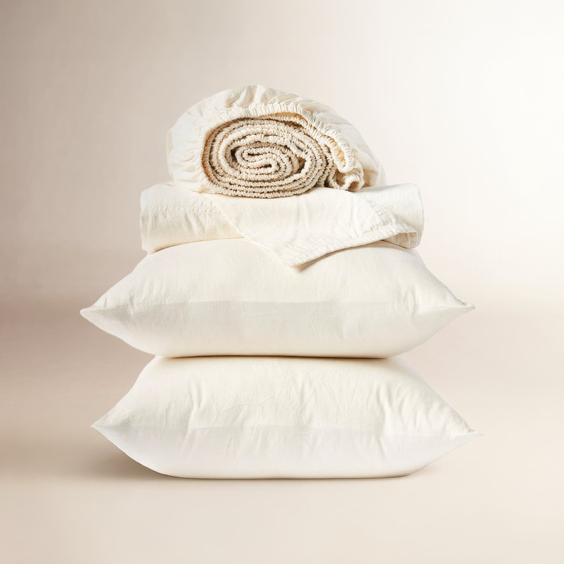 Cloud Soft Sateen Sheet Set, California King Sheet Set with 2 Pillowcases, Undyed