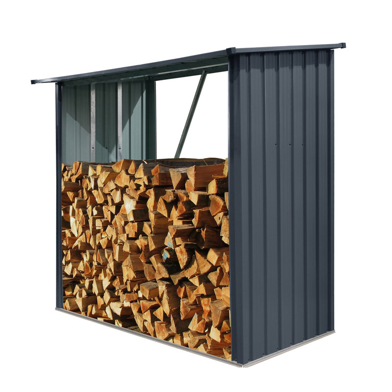 Galvanized Steel Shed - Your Firewood From Elements 85.53" Long Black Metal Cabinet And - X 35.13