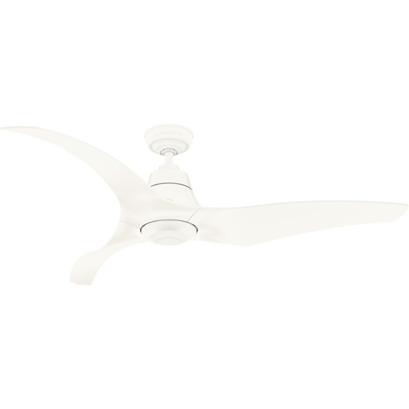 Casablanca 60 inch Stingray ENERGY STAR® Damp Rated Ceiling Fan with LED Light Kit and Handheld Remote, 60, White