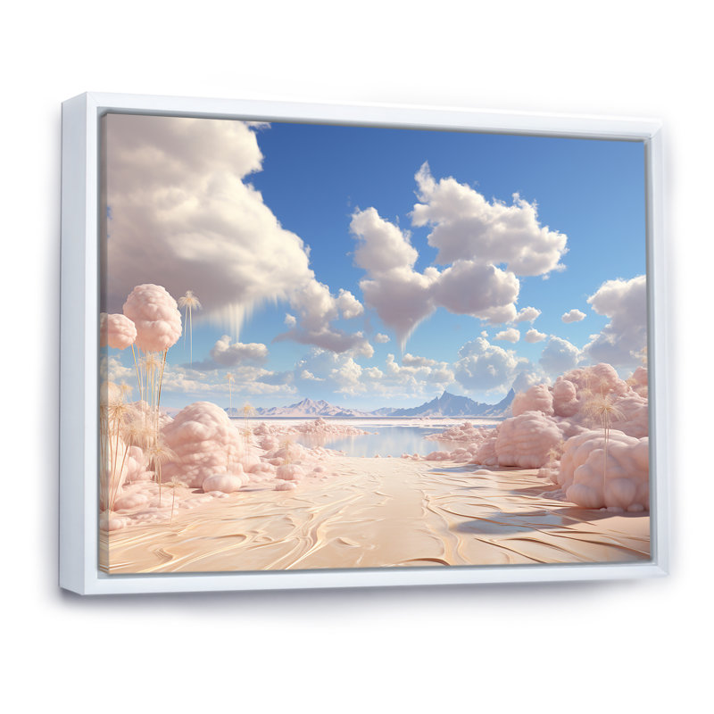 «Marshmallow Mirage Fluffy Cloud I», reproduction sur toile, H 40 po x l 30 po x P 1,5 po, Cadre flottant blanc