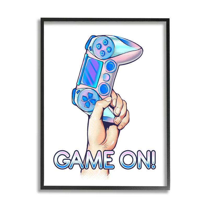 «Game on Text» par Ziwei Li - Illustration, H 20 po x l 16 po x P 1,5 po, Giclée encadrée noir minuit