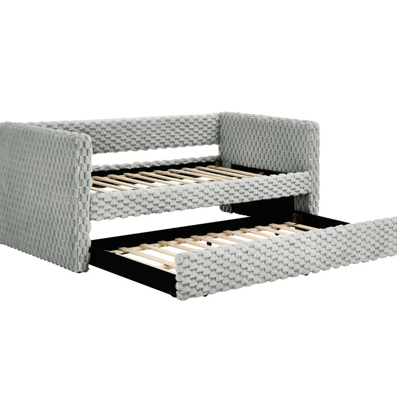 Lit de jour rembourré simple gris foncé et lit escamotable pour un espace de vie pratique et élégant, Gris foncé