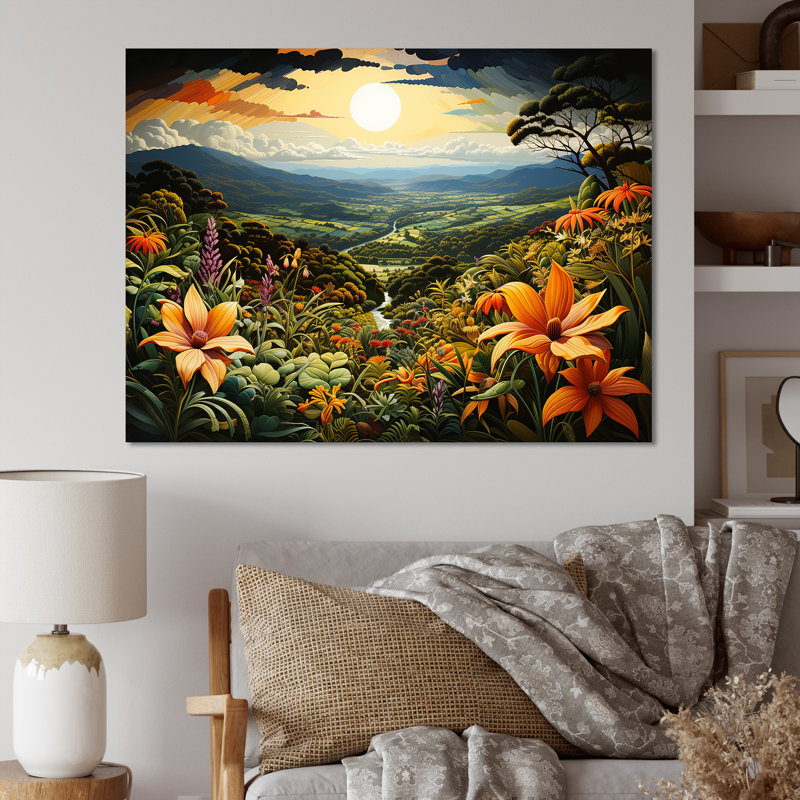 «Lush Rainforest Flowers Fields On», reproduction sur toile, Toile tendue, H 24 po x l 32 po x P 0,5 po