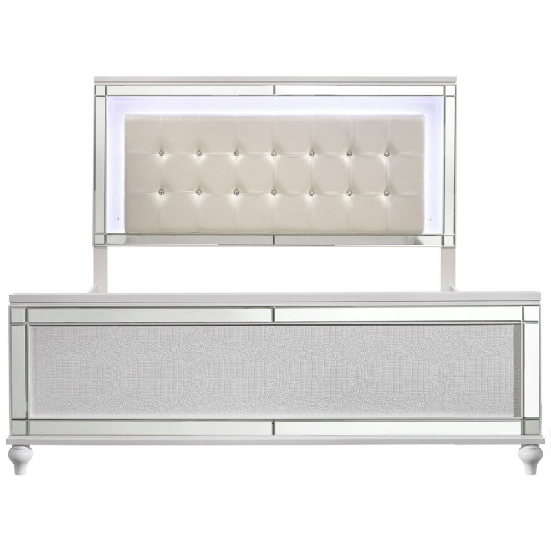 Lee Upholstered Bed, White, Full
