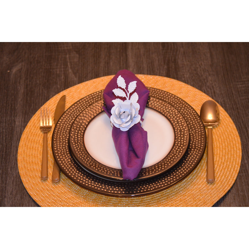 Rond de serviette fleur, Blanc