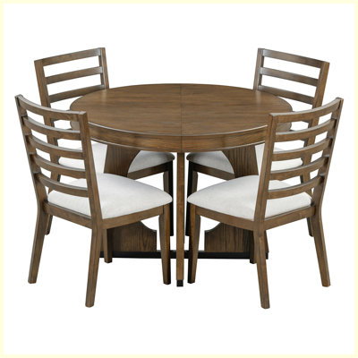 Modern Round Extendable Dining Table Set with 16" Removable Middle Leaf