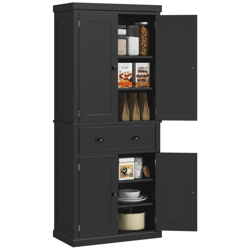 Garde-manger autoportant polyvalent avec beaucoup de rangement et un design élégant, Blanc
