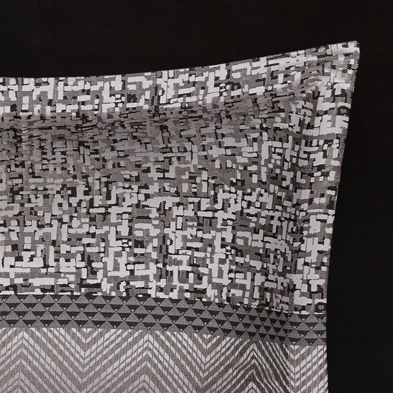 Literie pour lit très grand gris / taupe - motif hexagonal 7 pièces avec jupe de lit, Gris