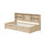 Structure de lit simple avec bibliothèque latérale, 2 tiroirs et port USB intégré - couleur naturelle-1561679064