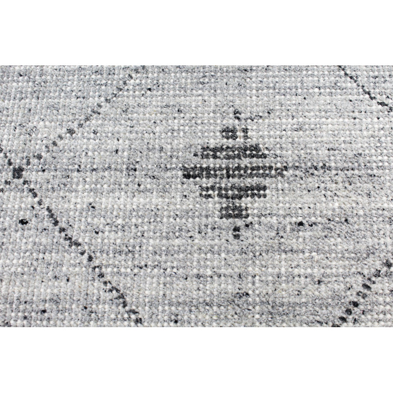 Rainie Geometric Handmade Hand-Loomed Wool Area Rug in Gray/Dark Gray, Rectangle 3'6" x 5'6"