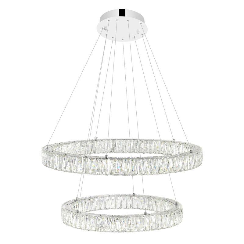 Lustre intégré unique en chrome 32 pouces à 2 anneaux à DEL intégré