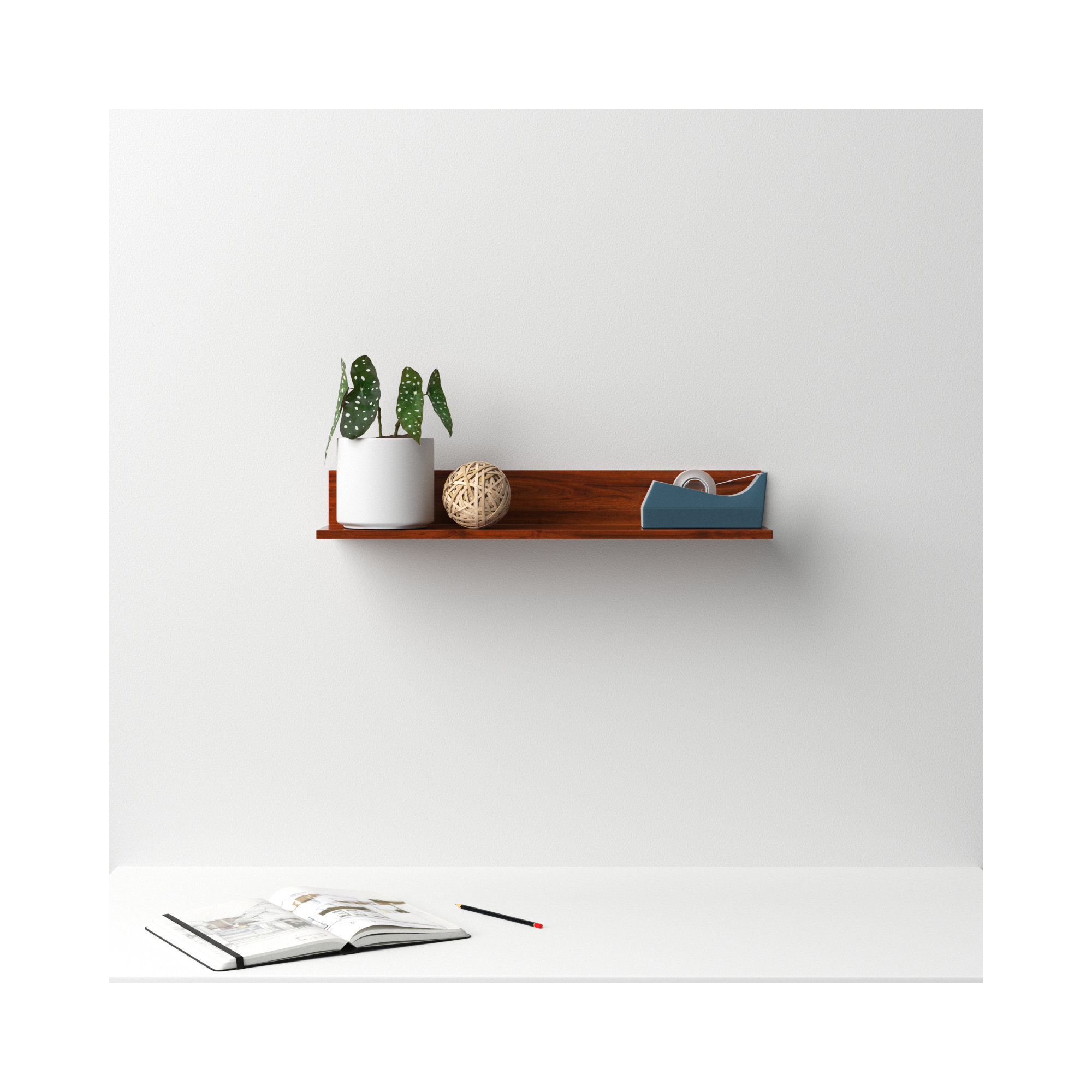 Dezerea Wall Mounted Shelves, Walnut, 3.5'' H X 24'' W X 6.75'' D