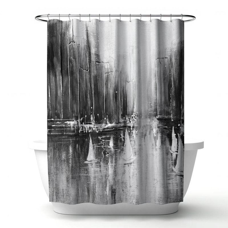 Shower Curtain CO4 – Polyester Shower Curtain, Dye Sublimation Print, 71" W × 74" L