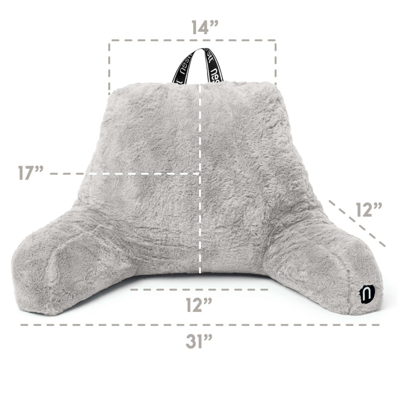 Coussin de dossier en fausse fourrure, Gris clair