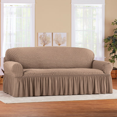 Ruffled Box Cushion Sofa Slipcover