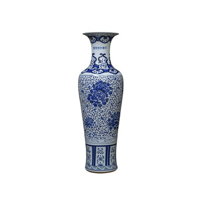 59.06"Jingdezhen hand-painted blue-and-white porcelain large vase decorative item