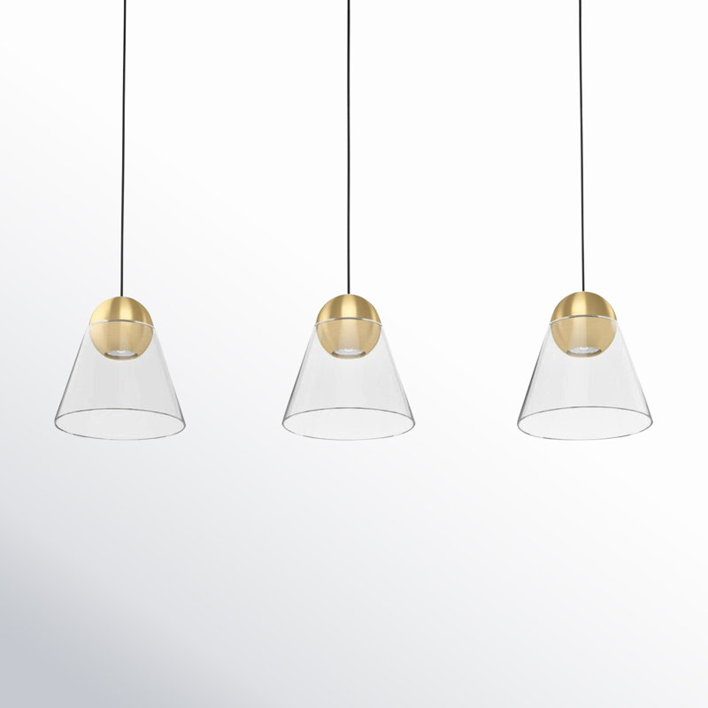 Jeffery 3 - Light Brushed Brass Kitchen Island Pendant