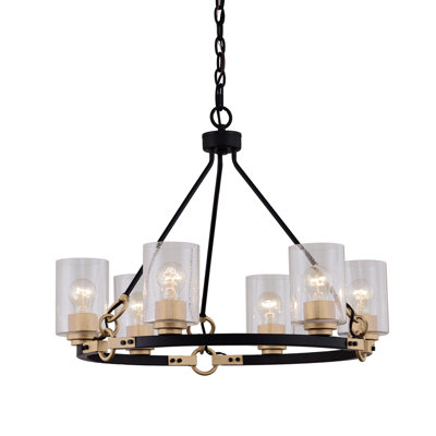 Portledge 6 - Light Dimmable Wagon Wheel Chandelier