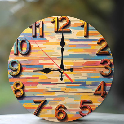 Artistic Wall Clock with Colorful Design and Numbers