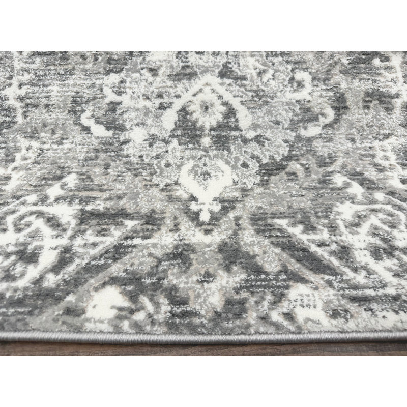 Aidy 1244 Transitional Abstract Grey Area Rug, Round 5'3"