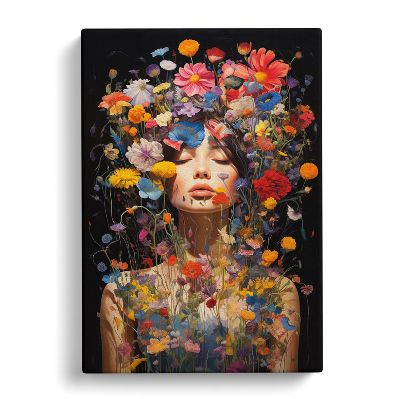 Wildflowers Neo-Plasticism - Wrapped Canvas Print, 60cm H x 40cm W x 3cm D
