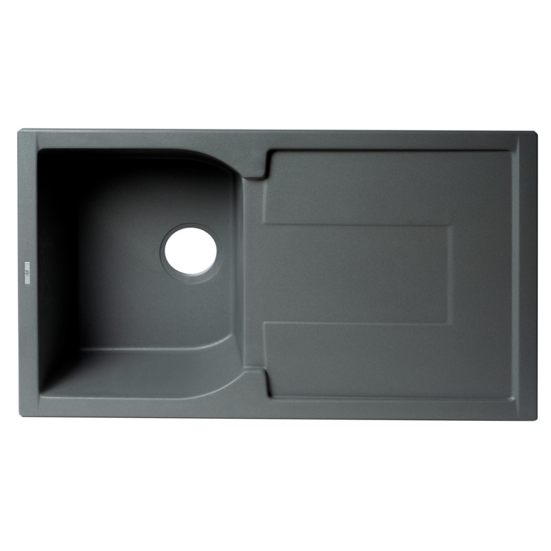 Titanium Gray Granite Single Bowl Kitchen Sink with Drainboard