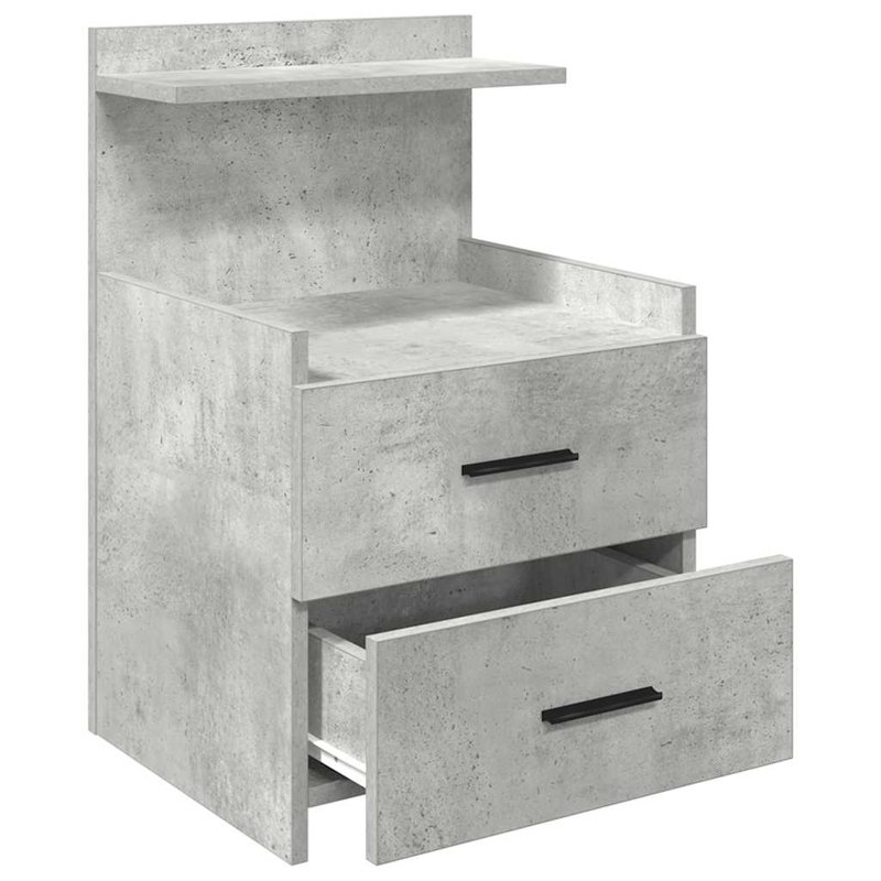 Bedside Cabinet With 2 Drawers 40X36.5X62 Cm, 1, Concrete Grey