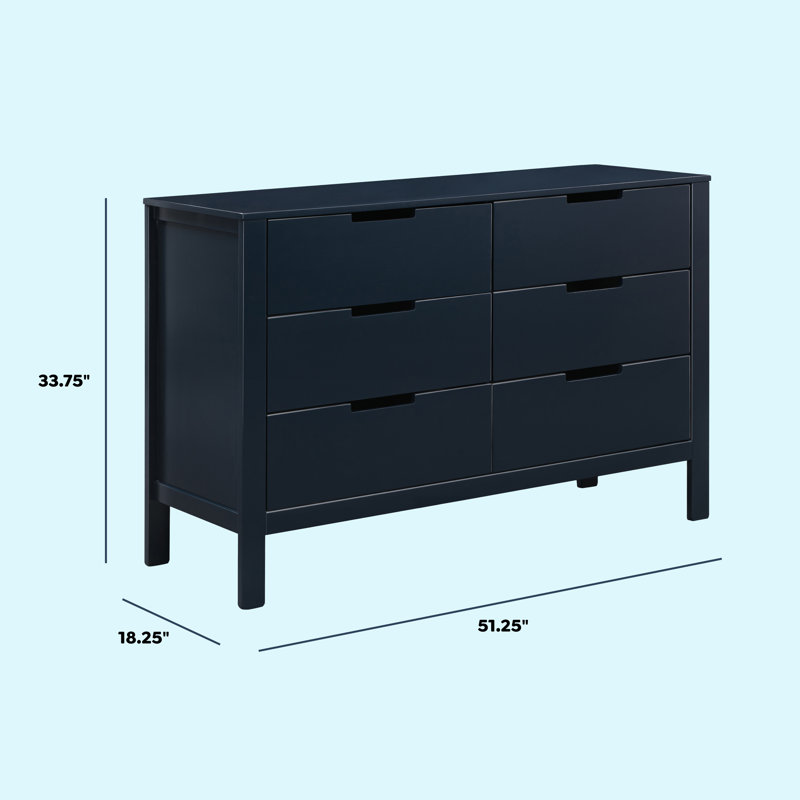 Navy Double Nursery Dresser with Six Drawers