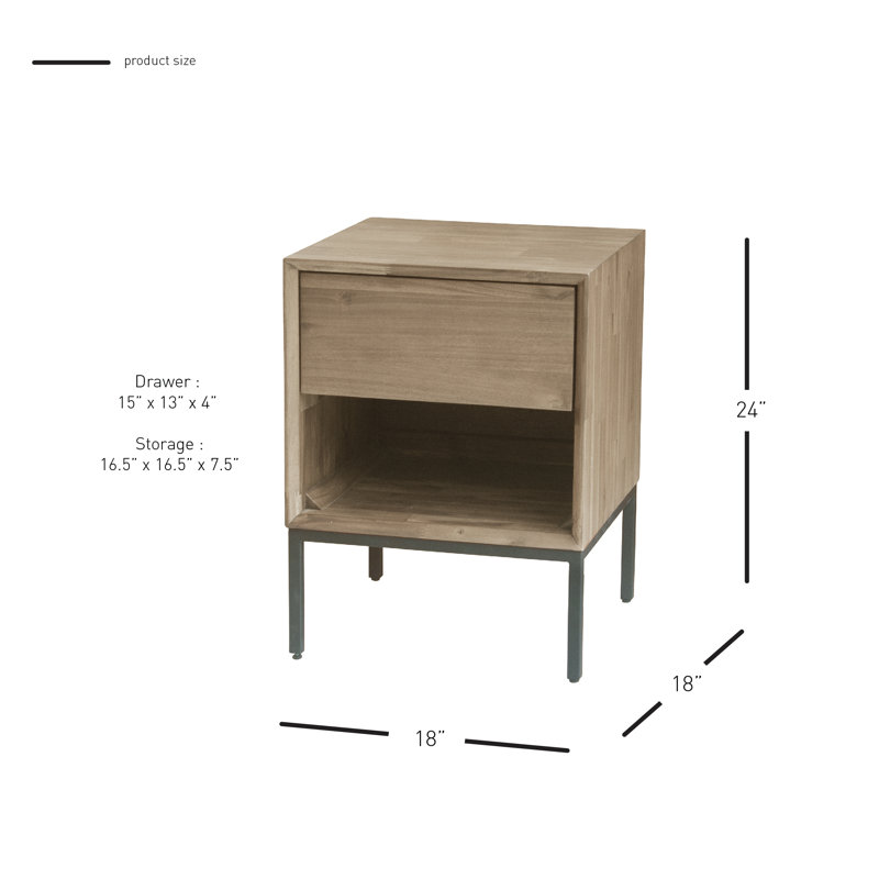 Varela 1-Drawer Nightstand with Storage, Drifted Sand