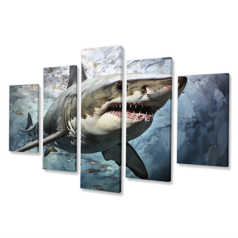 Requin gris Silent Hunter II - décoration murale animaux - 5 panneaux