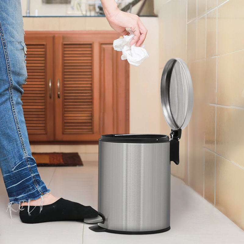 1.3 Gallon Brushed Stainless Steel Step Trash Can