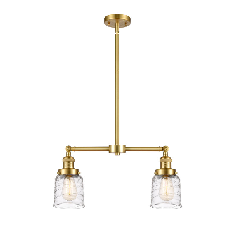 Luminaire suspendu linéaire à 2 lumières pour îlot de cuisine Harue, Ampoule non incluse, Or satiné
