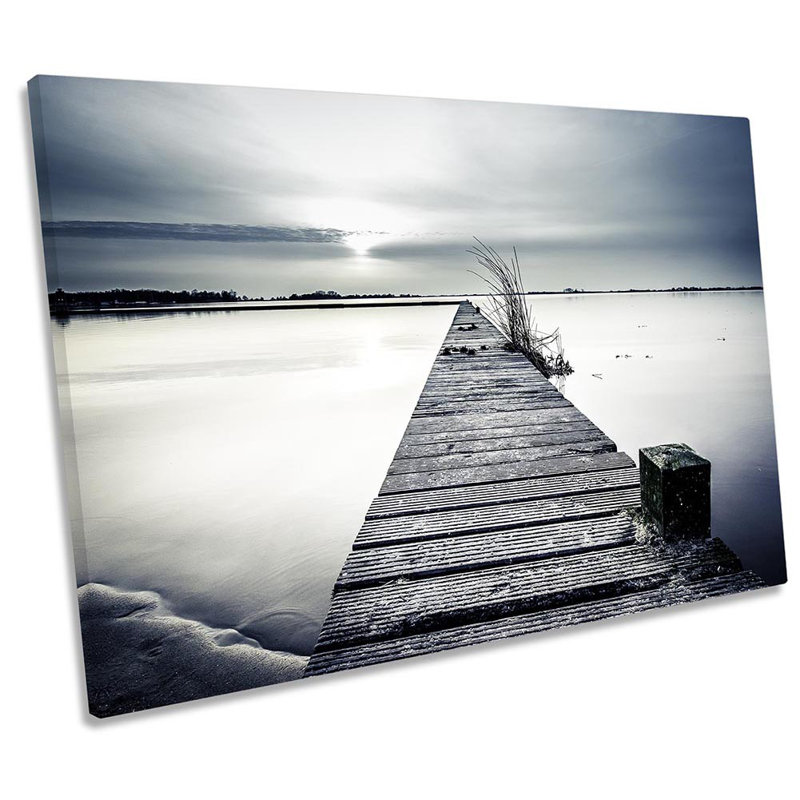 Seascape Jetty Pier Framed - Wrapped Canvas Print, 91.4cm H x 137.2cm W x 4cm D