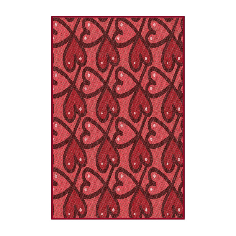 Tapis rouge en laine à motif géométrique, Rectangle 2 pi x 3 pi