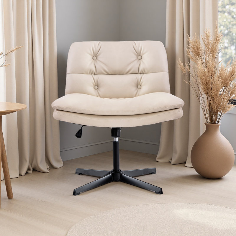 Large Size Armless Home Office Desk Chair Vanity Chai, No