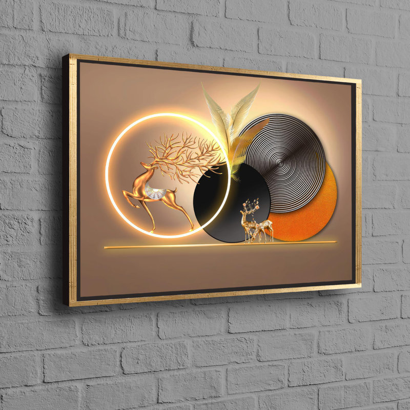 1 Piece Wall Art on Canvas, 25cm H x 35cm W, Floater Frame, Gold