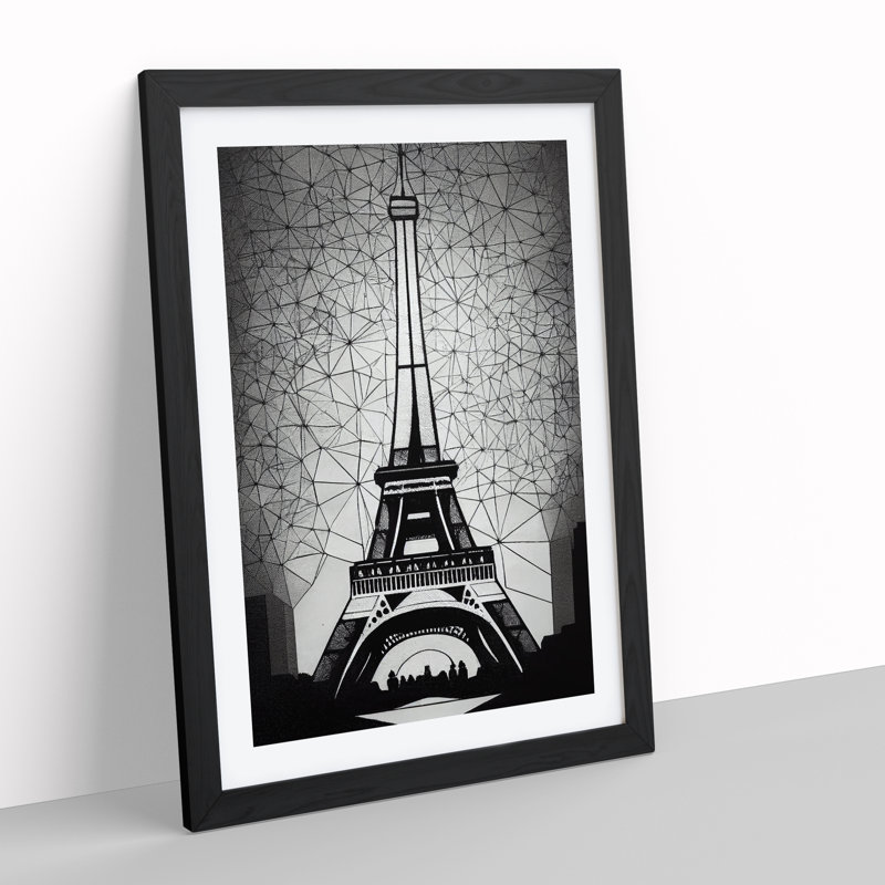 Monochrome Eiffel Tower No.1 - Wall Art, 64cm H x 46cm W x 2cm D, Black Framed