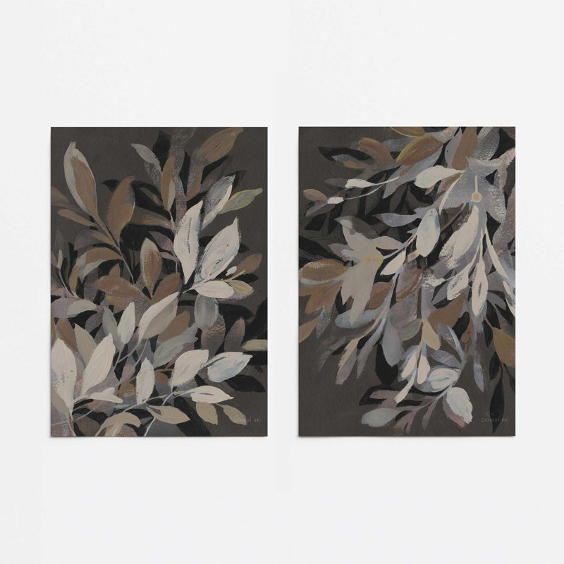 Ensemble de 2 reproductions de pétales de minuit, 24 po x 18 po, Sans cadre