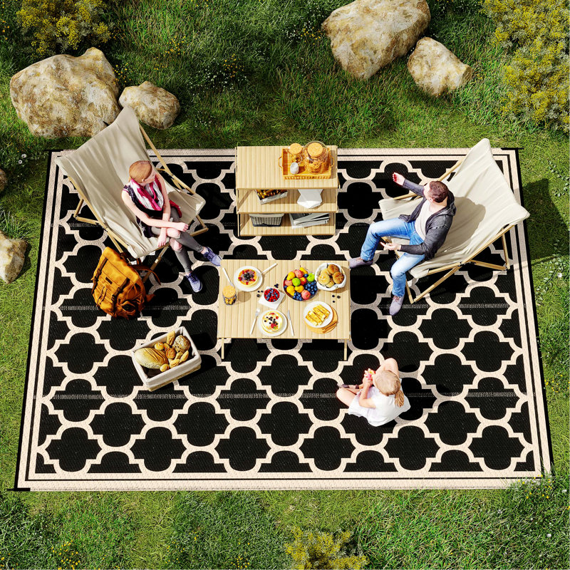 Tapis d'extérieur réversible, tapis de camping avec sac de transport pour cour, terrasse, pique-nique, plage