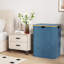 Panier à linge 120l avec couvercle, paniers à linge avec poignées en bambou et sac à linge amovible, grand panier à linge pliable pour chambre à coucher, salle de bain, dortoir, buanderie, bleu foncé