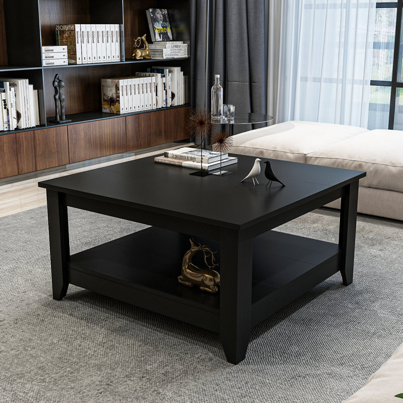 Lea 90 Cm Square Coffee Table, Black