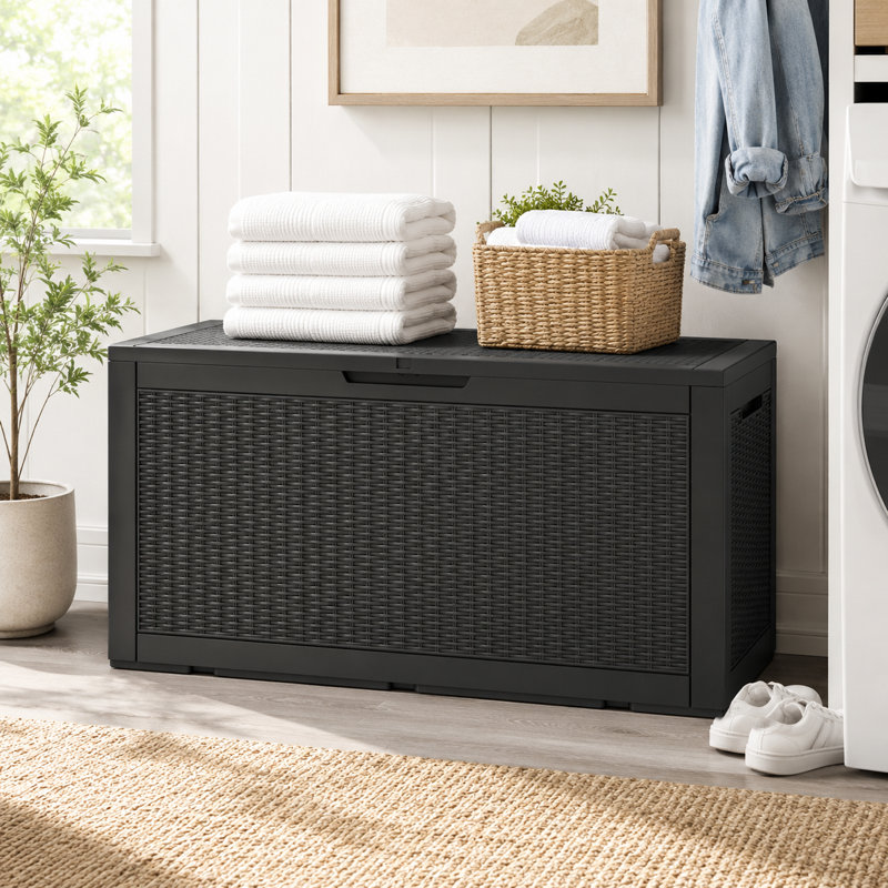 120 Gallon Durable Resin Outdoor Storage and Organization Deck Box Ideal For Garden Patio Furniture and Supplies, Black
