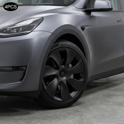 4PCS Wheel Hub Covers 19in Car Wheel Hubcaps Matte Black Snap‑on Wheel Trim Covers Hub Caps for 2020 to 2024 Tesla Model Y