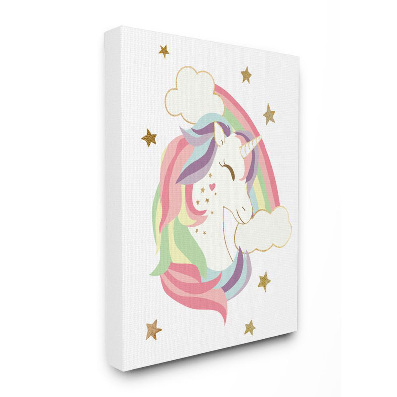«Unicorn Starry Rainbow» par Ziwei Li - impression d'art graphique, H 20 po x l 16 po x 1,5 po, Toile tendue