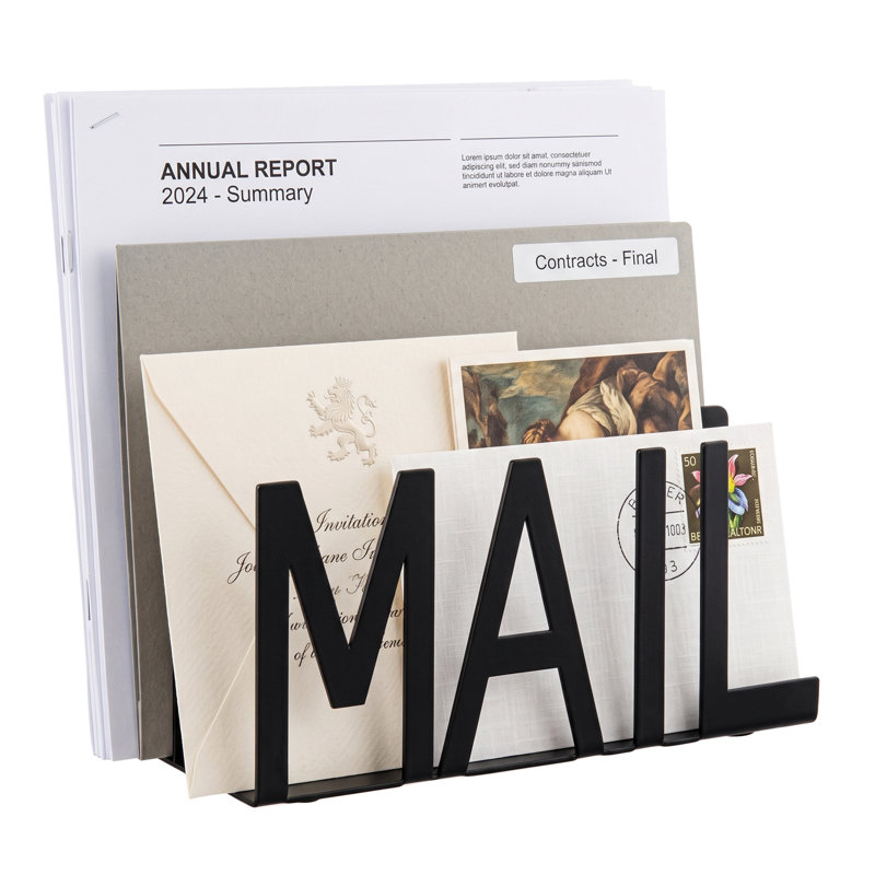 2-Slot Metal Desktop Mail Letter Holder